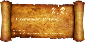 Klinghammer Roland névjegykártya
